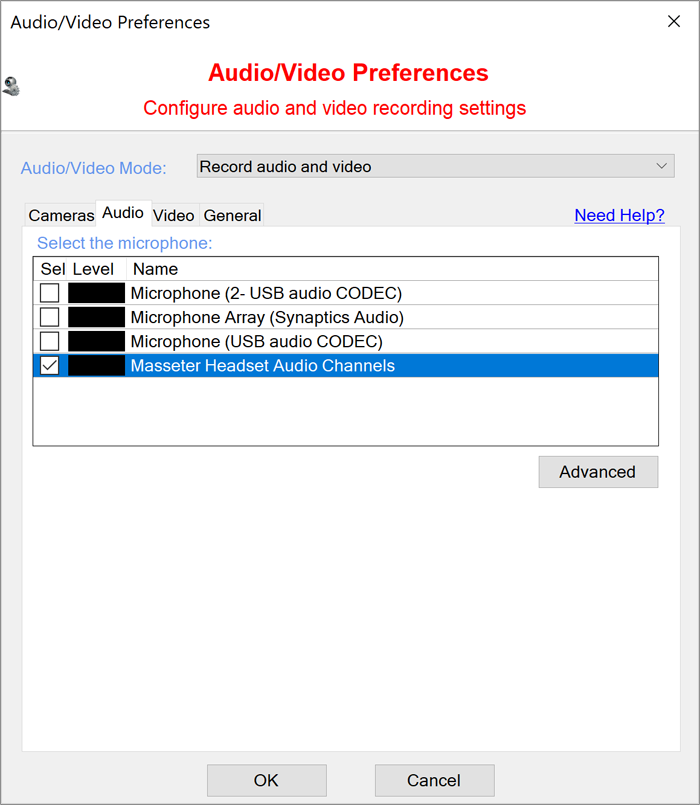 LXSoftware Audio/Video Preferences Dialog Box
